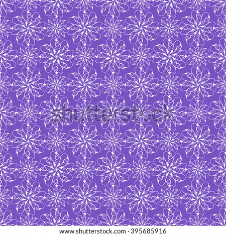 Seamless creative hand-drawn pattern of stylized flowers in white and bright violet colors. Vector illustration.