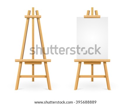 Paint Desk and White Paper Isolated On Background. Vector illustration Royalty-Free Stock Photo #395688889