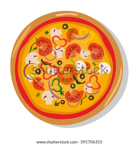 Homemade hot italian pizza icons. Pizza isolated on white, pepperoni pizza. Vector EPS10