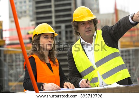 Workers at the construction site