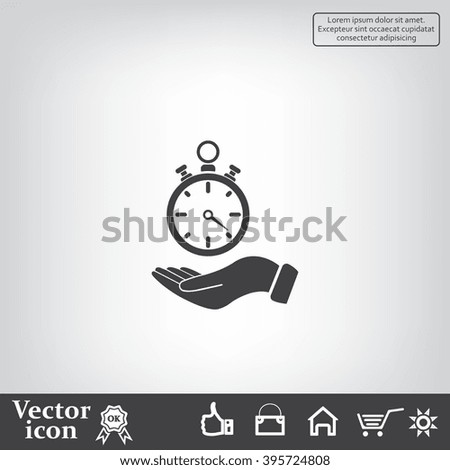 flat hand giving the clock icon 