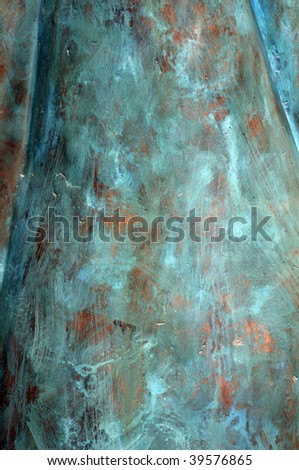 Abstract Cyan Background of Brush Strokes on Copper