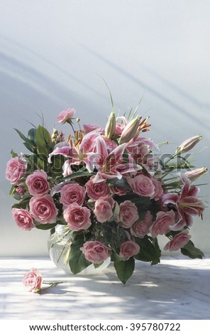 Bouquet with lilies and roses