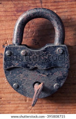 old antique metal lock closeup