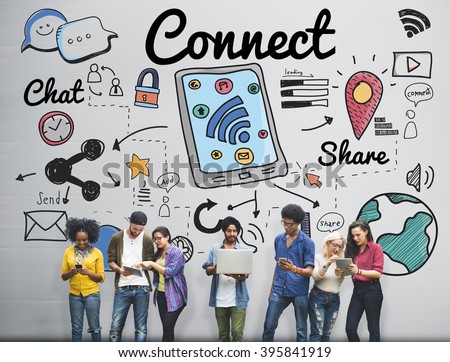 Connect Social Media Social Networking Concept Royalty-Free Stock Photo #395841919