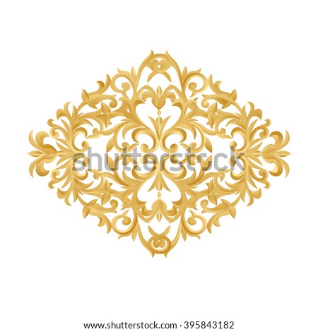 Premium Gold vintage baroque frame scroll ornament engraving border floral retro pattern