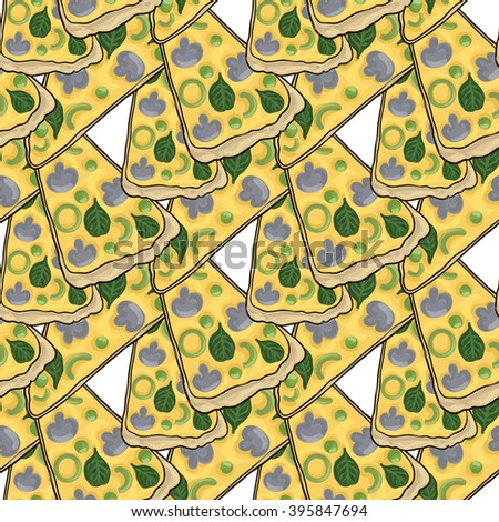 vector illustration seamless pattern vegan pizza yellow