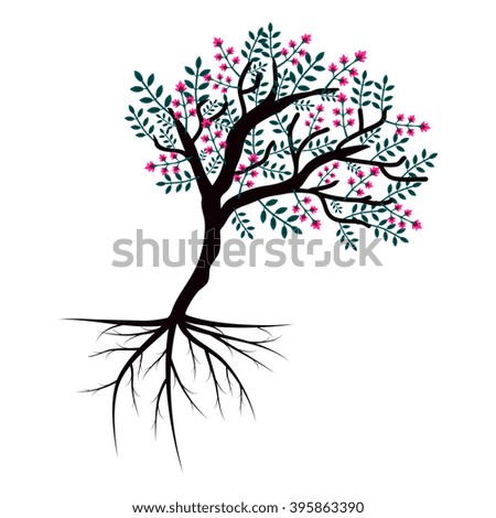 Simple vector tree with roots illustration