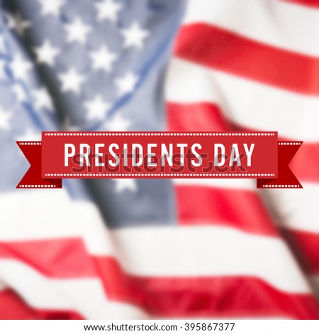 Presidents Day sign on USA flag background