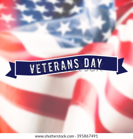 Veterans Day sign on USA flag background