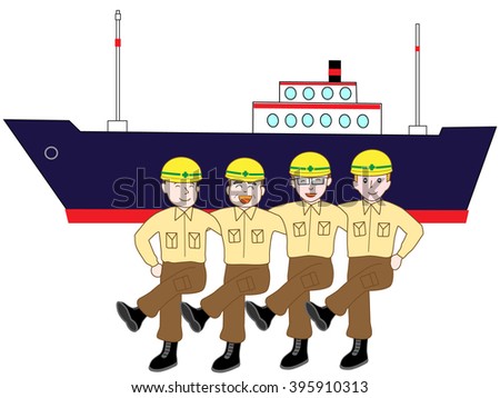 The worker who celebrates the launching ceremony of the ship.