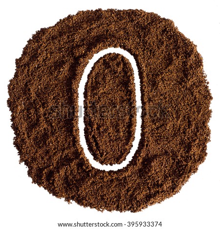 0, Number From Ground Coffee On a White Background