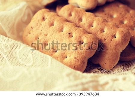 Delicious cookies on a lace