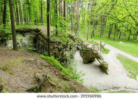 sandstone cliffs by the river in Gauja national park in latvia