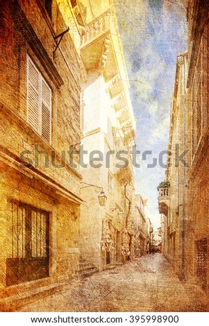 street in Dubrovnik. Croatia. Picture in artistic retro style.
