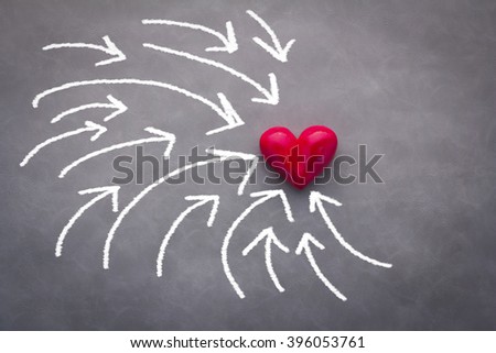 love heart and arrow on grey background love concept