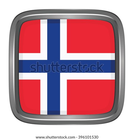 3D button Flag of Norway. Vector illustration.