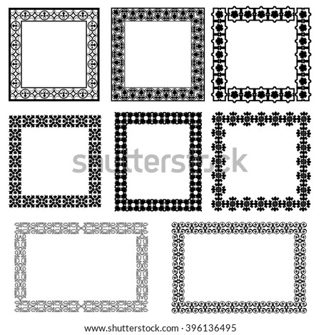Decorative vintage frames and borders set vector. Vintage collection framework. Interior design decoration panels. Set 5.