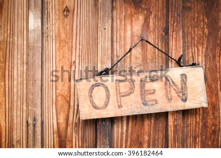 Open sign on the door of a shop