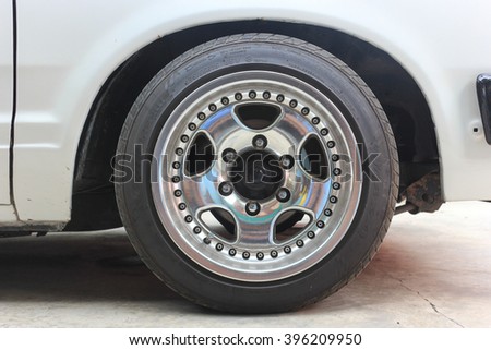Car wheel of datsun Royalty-Free Stock Photo #396209950