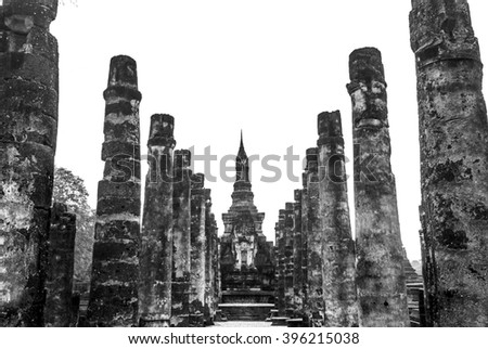 The old temple in Thailand. This is and old public temple more than 800 years old and can take picture for sale. Black and white style.