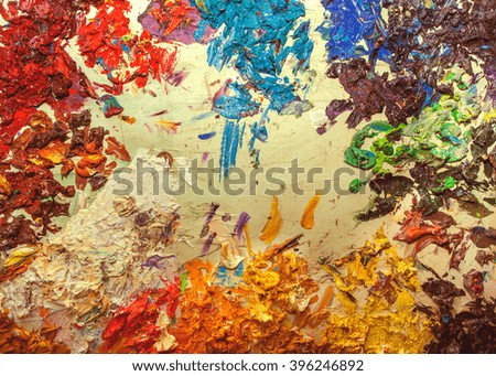 palette of oil paints