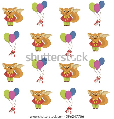 seamless pattern with foxes and balloons