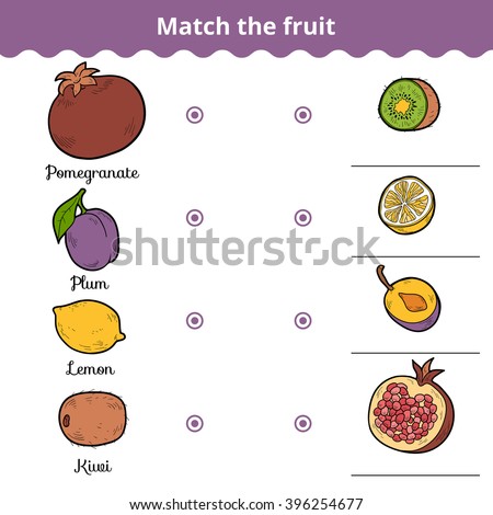 Matching game for children, education game. Match the fruits