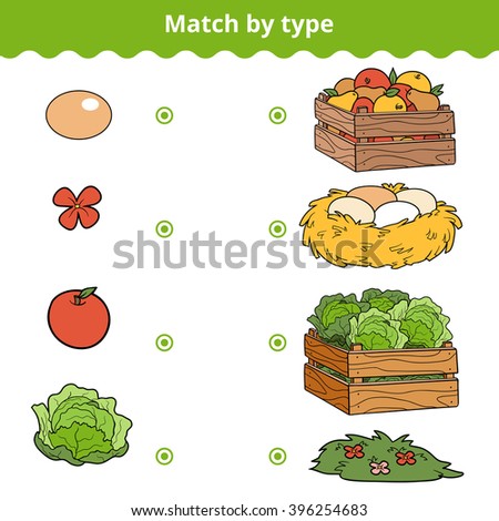 Matching game for children, education game. Match items by type