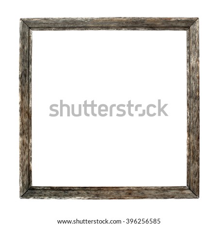 Old vintage square wood frame isolated on white