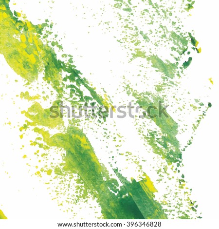 Vector abstract background brush stroke hand painted with acrylic paint, yellow and green
