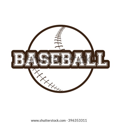 Isolated sketch of a baseball ball and text on a white background