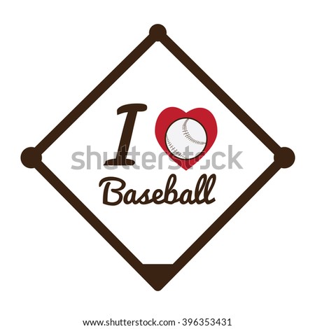 Isolated baseball field with a love message