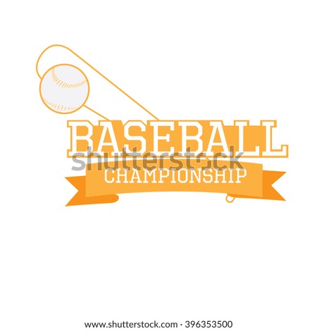 Isolated text, a ribbon, a baseball bat and a baseball ball on a white background