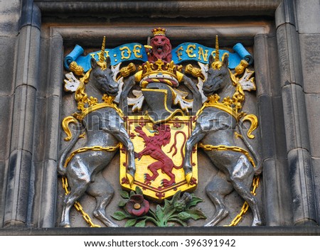 Detail of Edinburgh coat of arms, Scotland (UK)