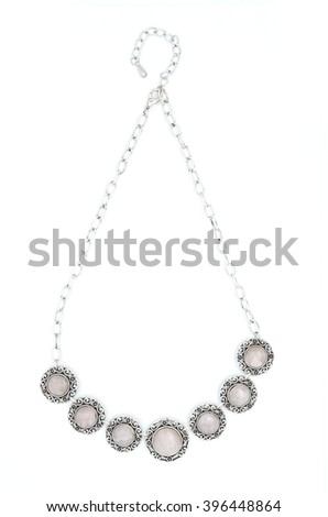necklace with pink stones isolated on white