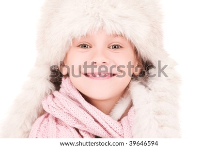 picture of happy girl in winter hat