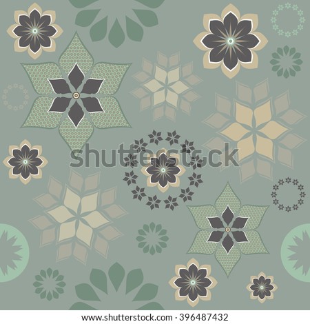 Seamless pattern with abstract flowers and floral elements. Vector template for your creative design.