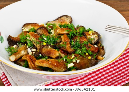 Fried Oyster Mushrooms Studio Photo
