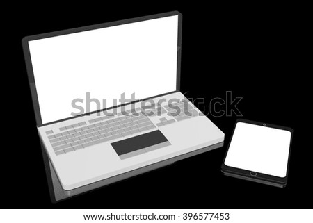 3D illustration - laptop and tablet.