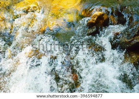 Rare close up detail of Ton Nga Chang waterfall (Hat Yai Songkhla Thailand) shot from the Prospect Point, fast shutter speed to freeze the motion.
