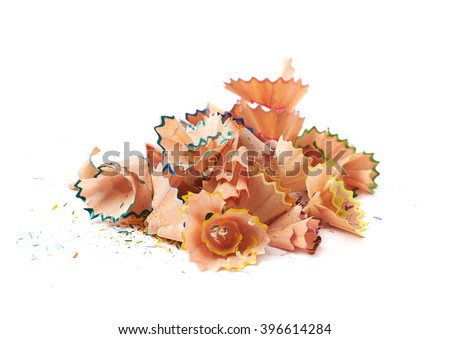 Pile of pencil's shavings isolated