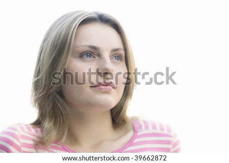 Portrait of a Pretty Blond Teen Girl Looking Away From Camera