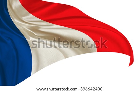 French flag on the white background with space for text