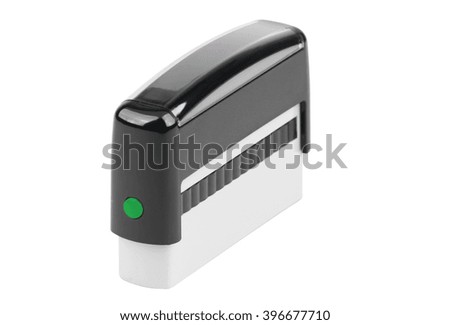 Automatic seal with green button. Isolated on a white background.