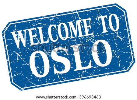 welcome to Oslo blue square grunge stamp