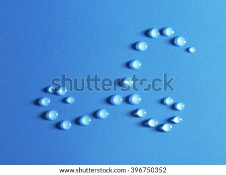 Image made of water drops on blue background
