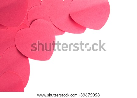 Pink heart stickers. Isolated over white