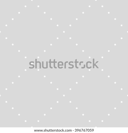Seamless pattern with cute little white stars on a light gray background.