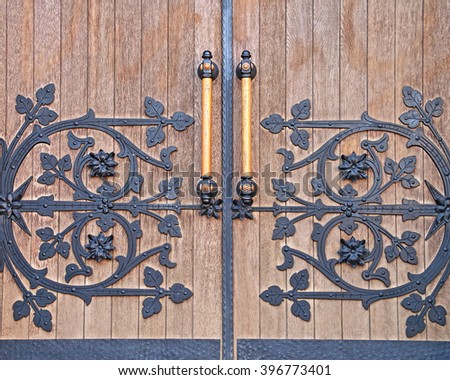 The picture shows the robust forged door with beautiful pattern.